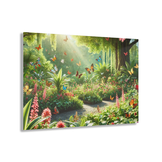 Daylight Garden with Butterflies - Acrylic Masterpiece