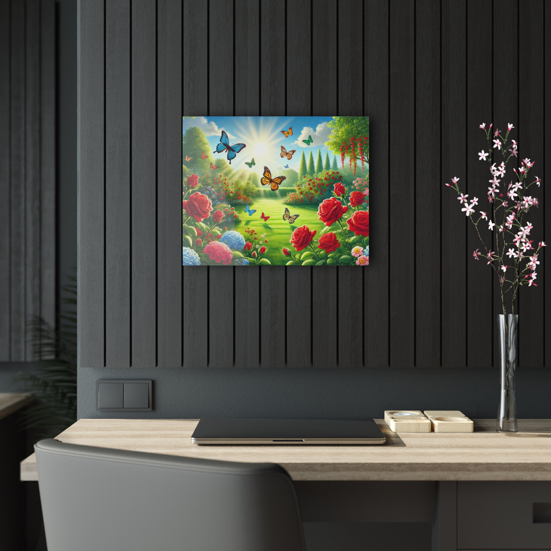 Garden Radiance with Butterflies - Acrylic Art