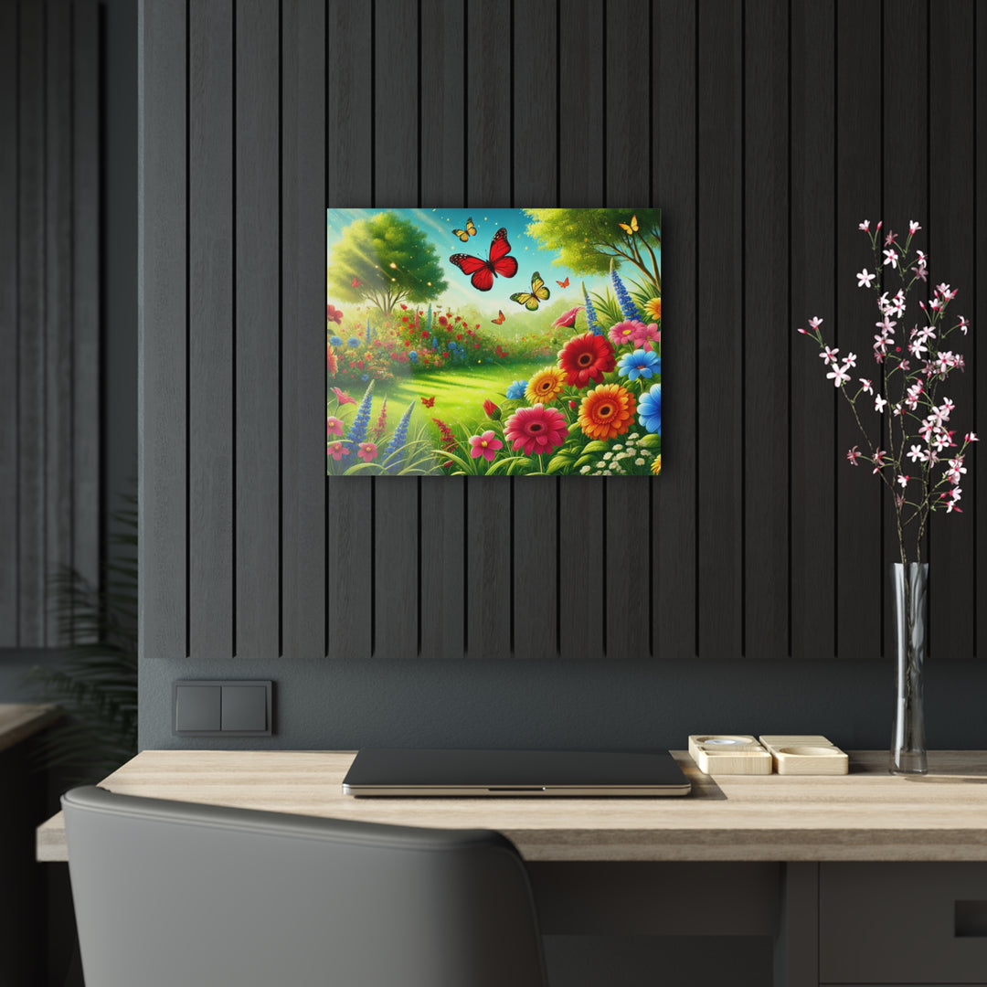 Nature's Garden with Butterflies - Acrylic Painting