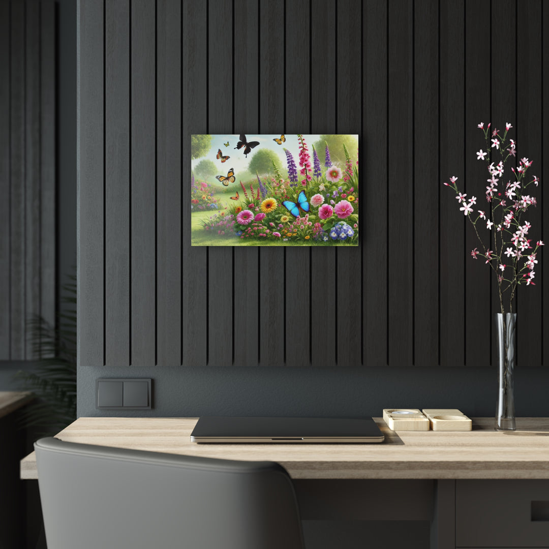 Enchanting Garden with Butterflies - Acrylic Art