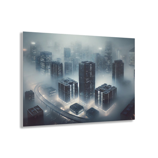 Futuristic Foggy Cityscape Acrylic Print