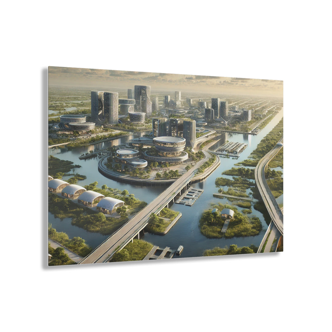 Futuristic Marshland City Acrylic Print