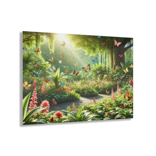 Daylight Garden with Butterflies - Acrylic Masterpiece