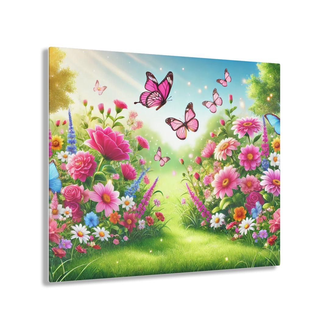 Garden Bliss with Butterflies - Acrylic Art