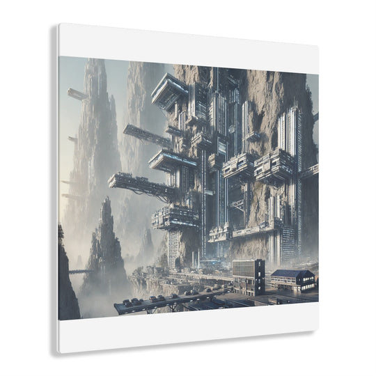 Futuristic Cliffside City Acrylic Print