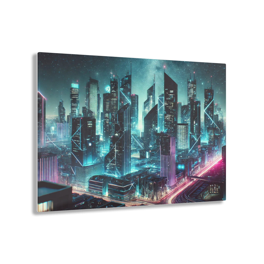 Nighttime Futurism Cityscape Acrylic Print