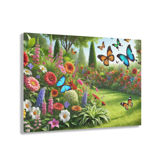 Blooming Garden with Butterflies - Acrylic Painting