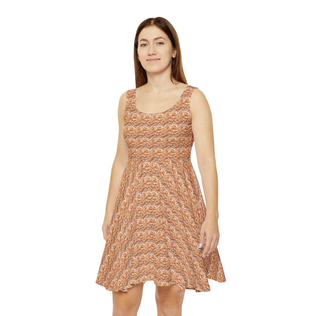 Peach Sleeveless Skater Dress: Sunlit Joy