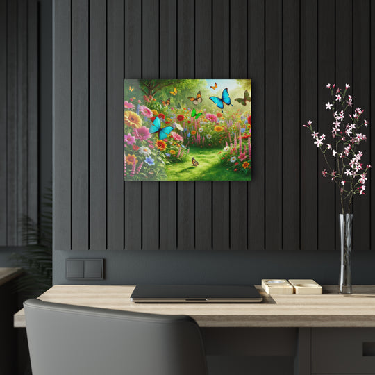 Blissful Garden with Butterflies - Acrylic Artwork