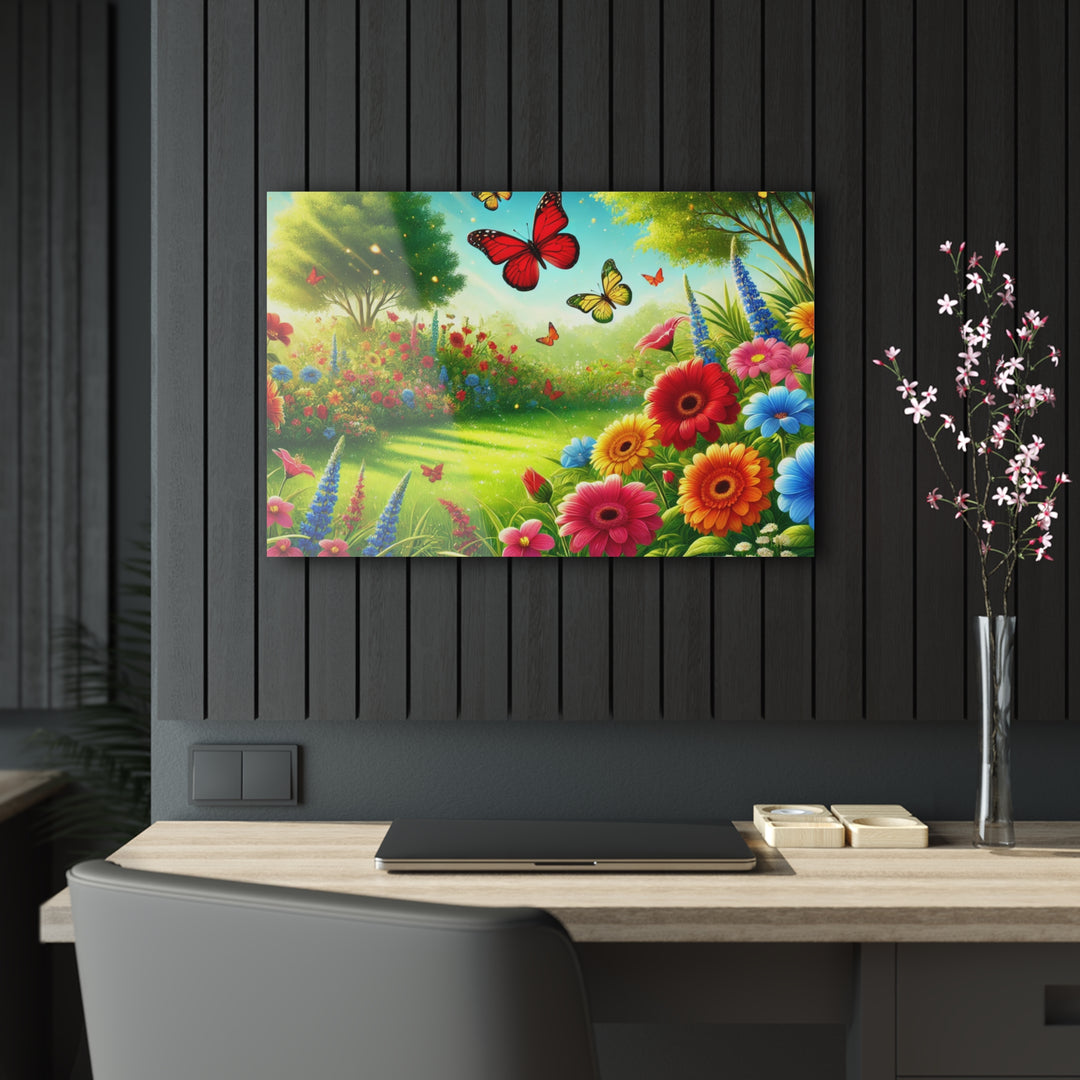 Nature's Garden with Butterflies - Acrylic Painting