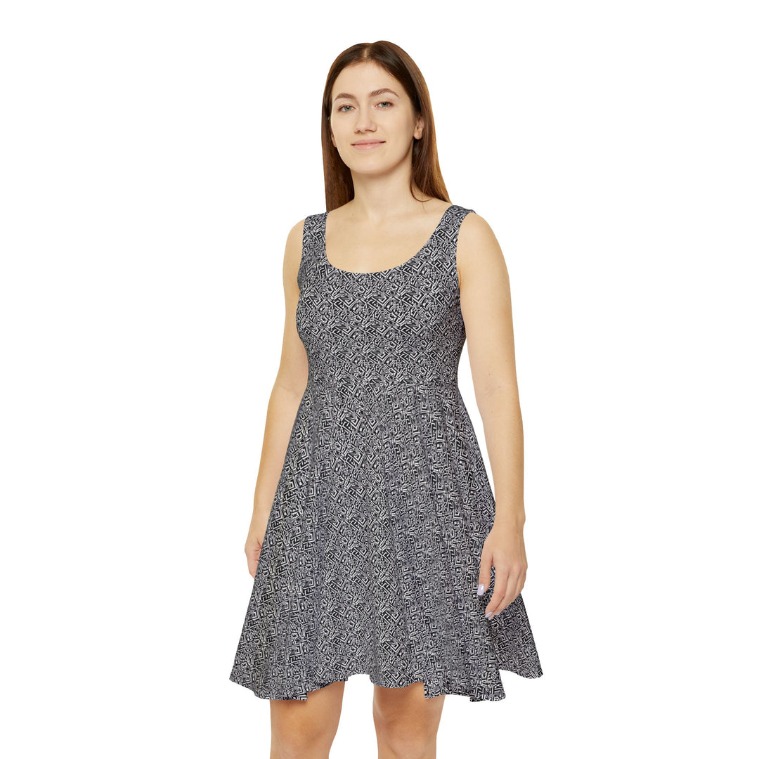 Retro Geometric Skater Dress - Bold & Modern