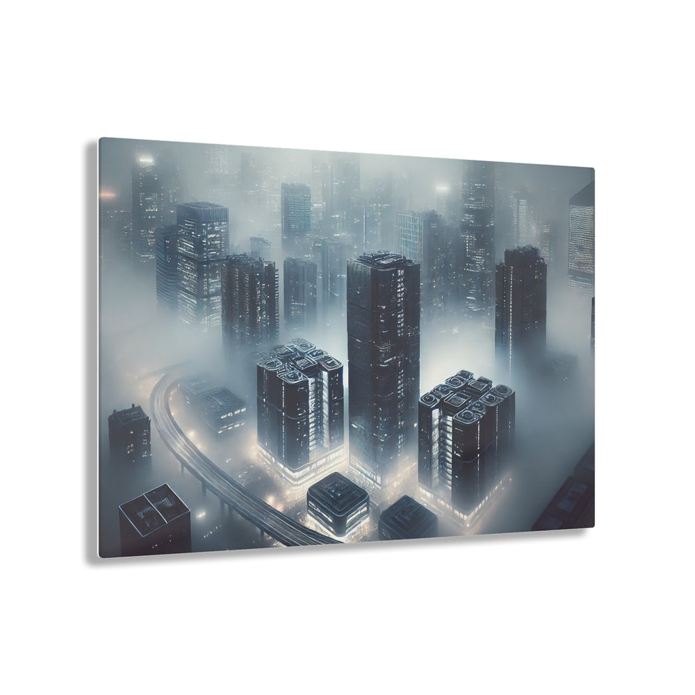 Futuristic Foggy Cityscape Acrylic Print