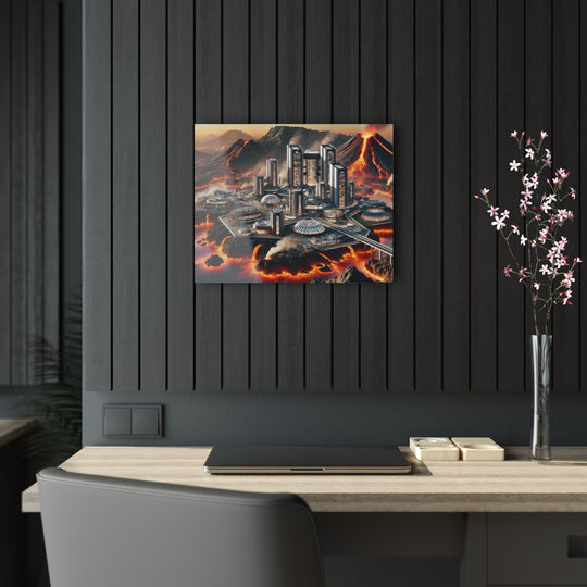 Futuristic Volcanic Island City Acrylic Print