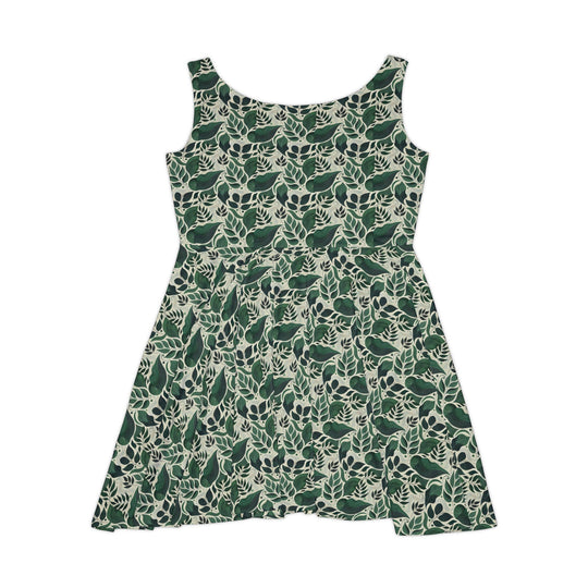 Minimalist Forest Green Skater Dress for a Natural Look