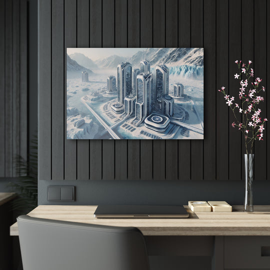 Futuristic Glacier Cityscape Acrylic Print