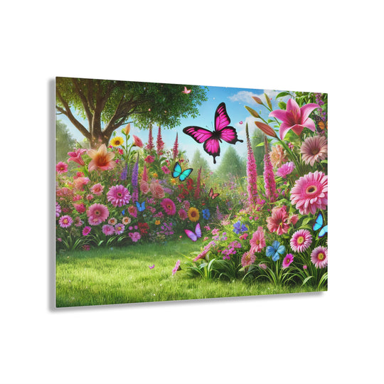 Butterfly Haven - Green Garden Acrylic Painting