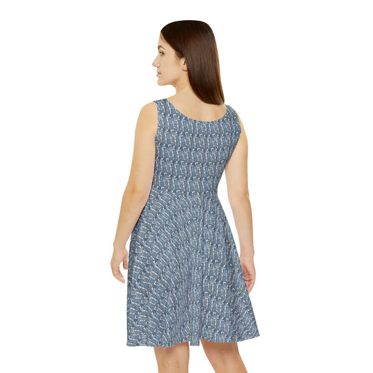 Vintage Inspired Denim Overalls Skater Dress