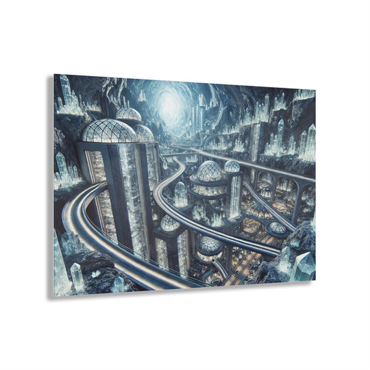 Futuristic Crystal Cavern City Acrylic Print