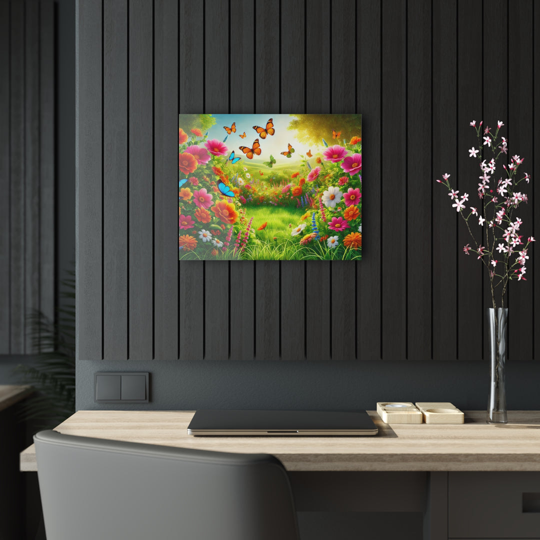 Garden Tranquility with Butterflies - Acrylic Painting