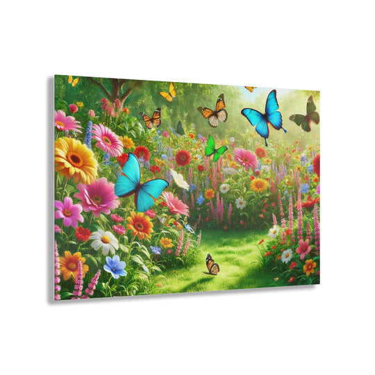 Blissful Garden with Butterflies - Acrylic Artwork