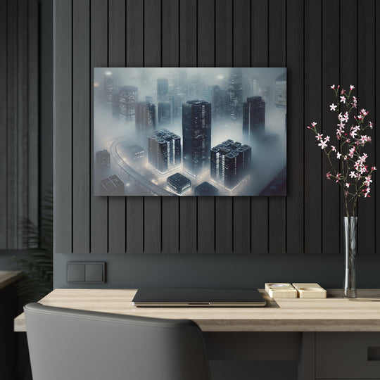 Futuristic Foggy Cityscape Acrylic Print