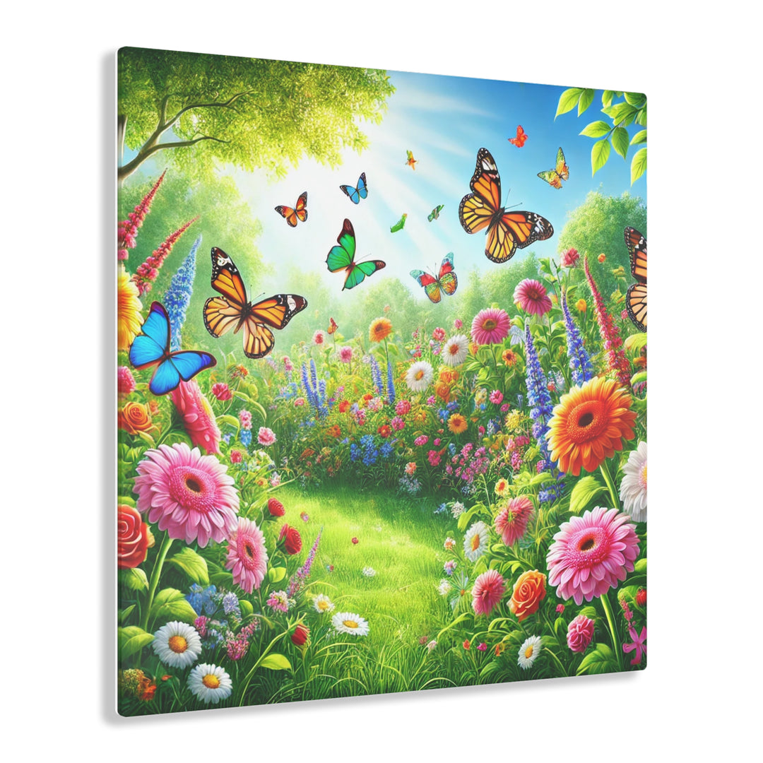 Green Garden and Butterflies - Daylight Acrylic Art