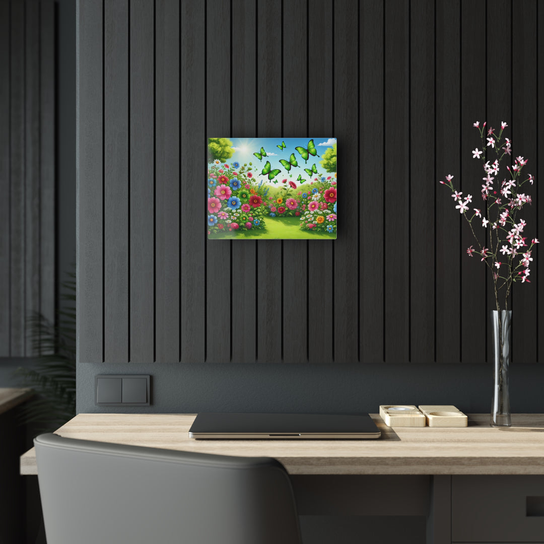 Butterfly Paradise - Green Garden Acrylic Art