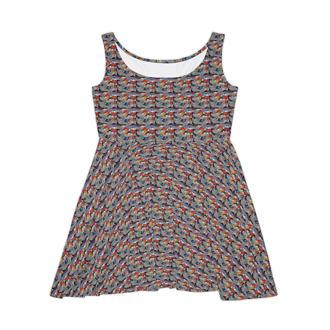 Digital Grid Vibe Women Skater Dress - Creative Canvas Corner