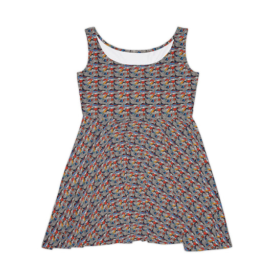 Digital Grid Vibe Women Skater Dress - Creative Canvas Corner
