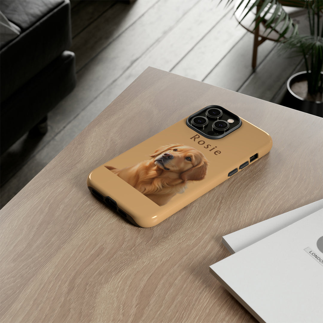 Golden Retriever Phone Case Using Pet Photo + Name Dog Phone Case iPhone Case - Creative Canvas Corner