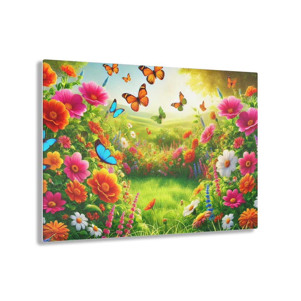 Garden Tranquility with Butterflies - Acrylic Painting