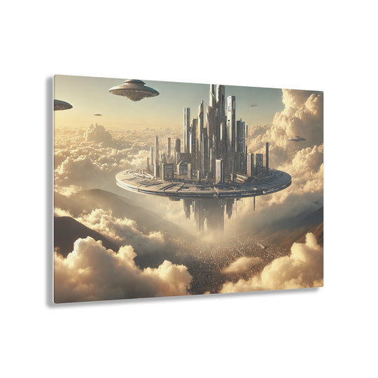 Floating Futuristic Sky City Acrylic Print