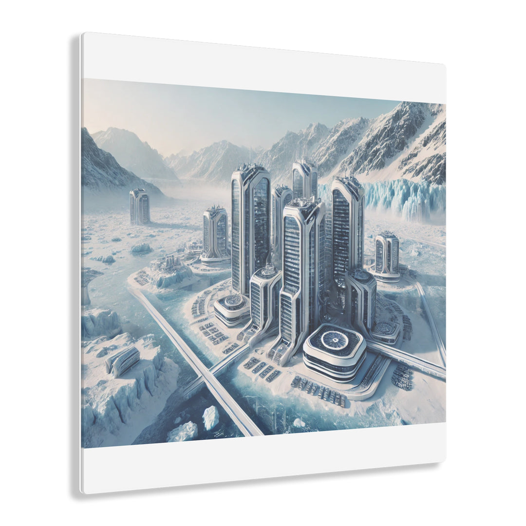 Futuristic Glacier Cityscape Acrylic Print