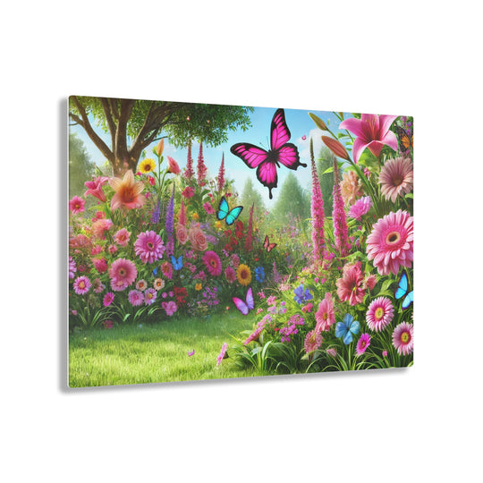 Butterfly Haven - Green Garden Acrylic Painting