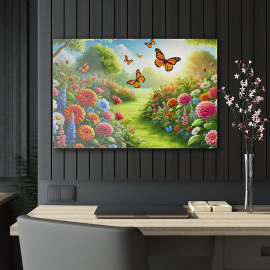 Sunshine Garden and Butterflies - Acrylic Art