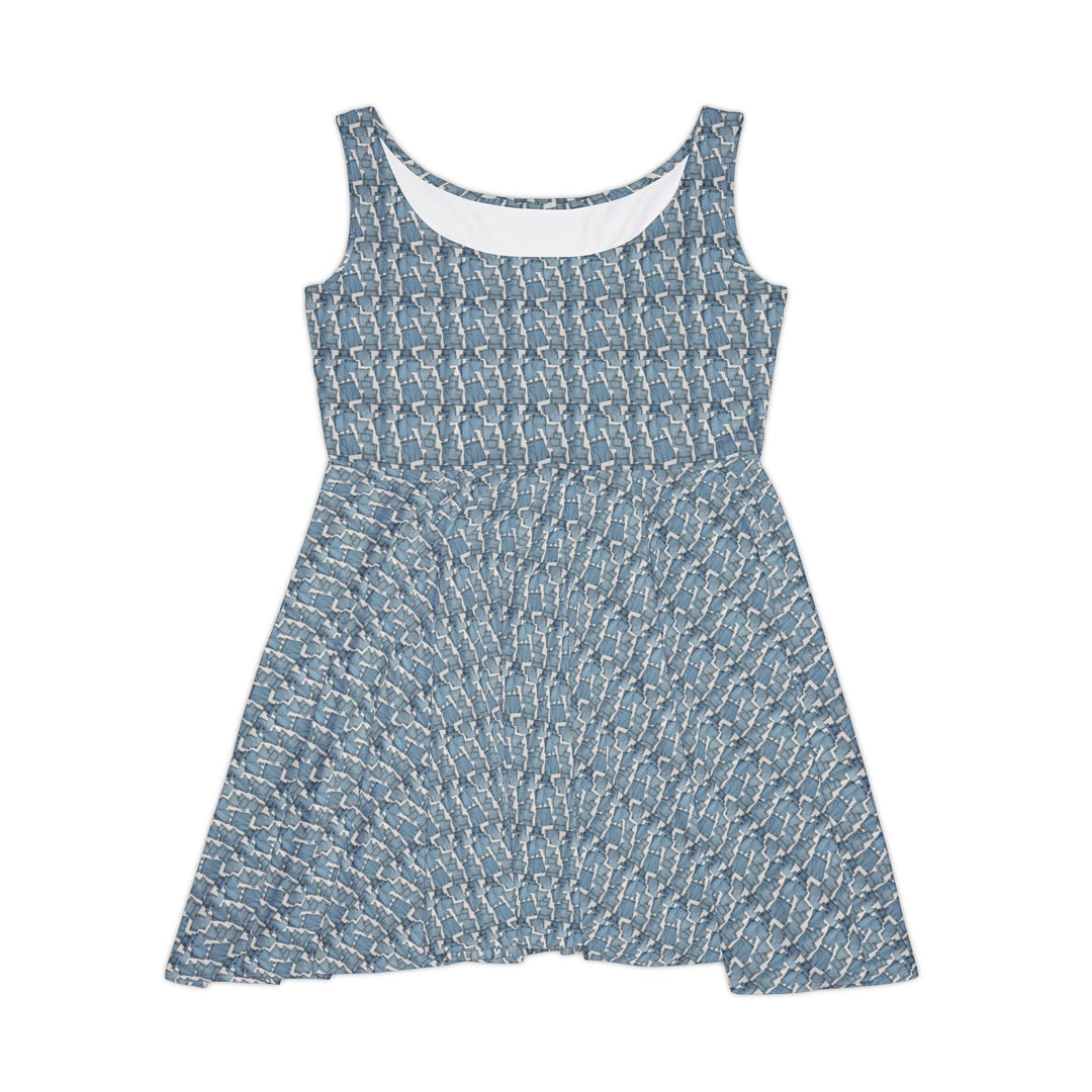 Vintage Inspired Denim Overalls Skater Dress