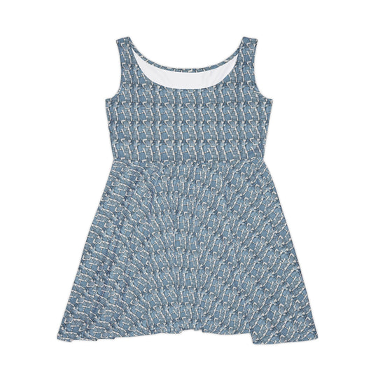 Vintage Inspired Denim Overalls Skater Dress