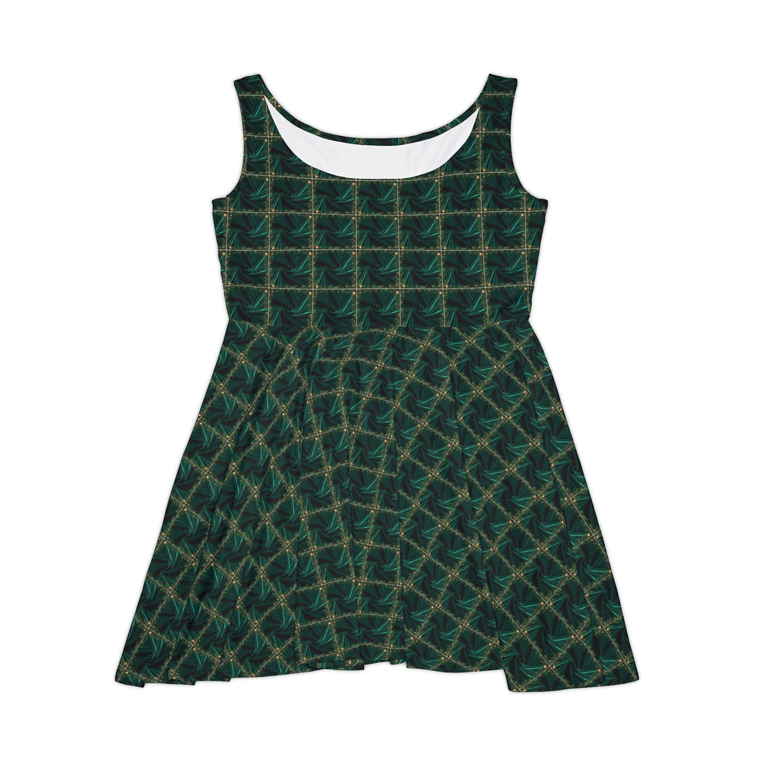 Green Velvet Skater Dress - Festive Holiday Cheer