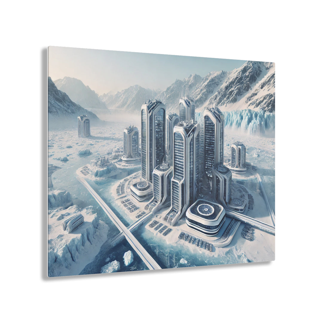 Futuristic Glacier Cityscape Acrylic Print