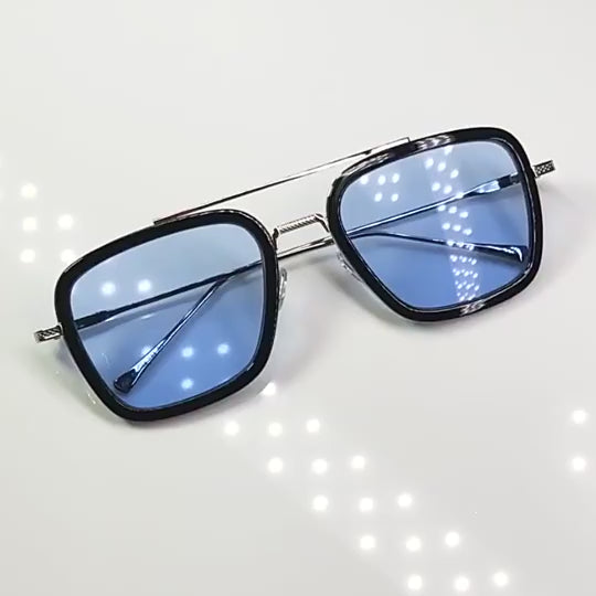 Square Sunglasses Silver Frame