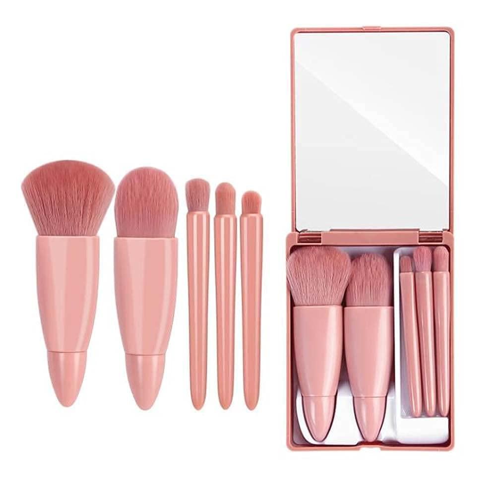 5pcs Mini Cosmetic Brushes Kit with Mirror - Creative Canvas Corner