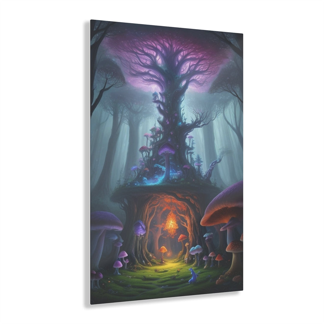 Beautiful acrylic paint of dark forest with lighting wall art for living room - Creative Canvas Corner