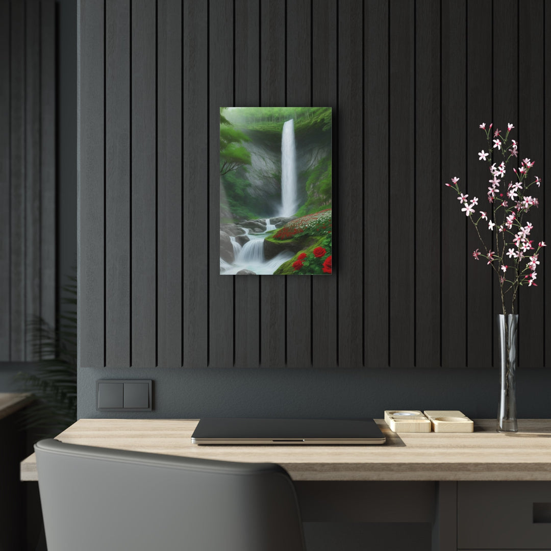 Beautiful acrylic paint of waterfall and greenery scene best for wall art - Creative Canvas Corner