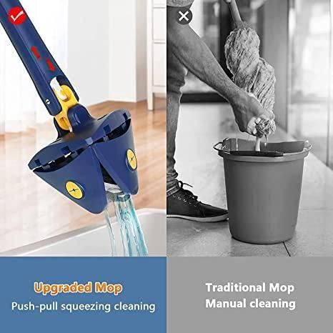 Blue Squeezing Triangle Cleaning Mop - Creative Canvas Corner