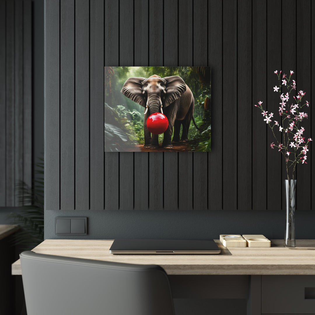 Elephant Playing with Ball in Jungle Acrylic Photo Prints for Home Decor - Creative Canvas Corner