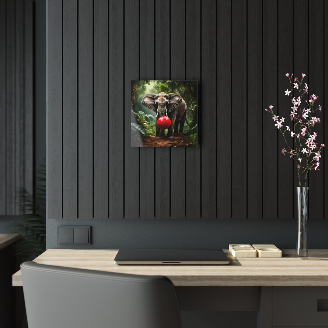 Elephant Playing with Ball in Jungle Acrylic Photo Prints for Home Decor - Creative Canvas Corner