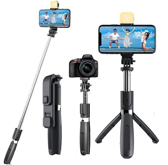 Extendable Flash 3-in-1 Selfie Stick Tripod with Bluetooth Remote - Creative Canvas Corner