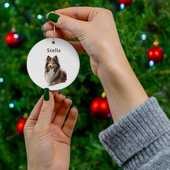 Shetland Sheepdog Ornament Using Photo + Name Ornament Christmas Dog Ornament Dog - Creative Canvas Corner