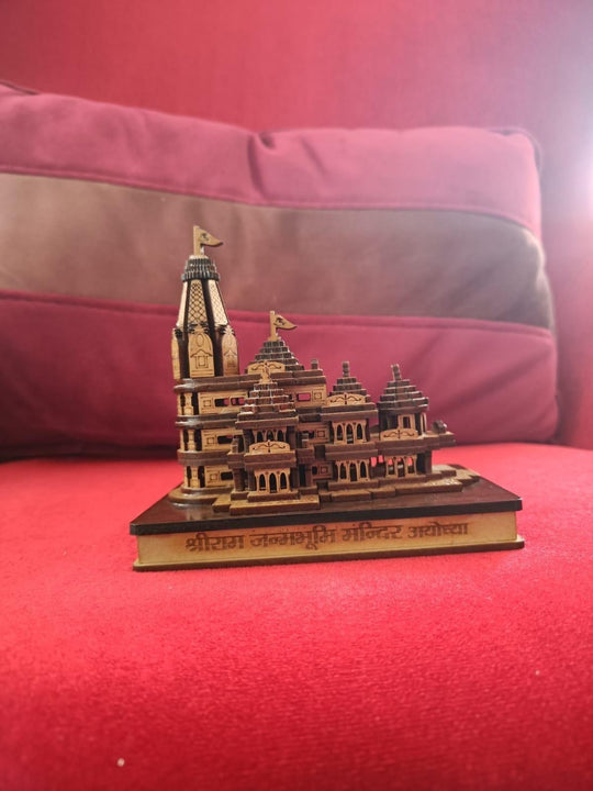 Shri Ram Mandir Ayodhya 3D Wooden Temple - Creative Canvas Corner