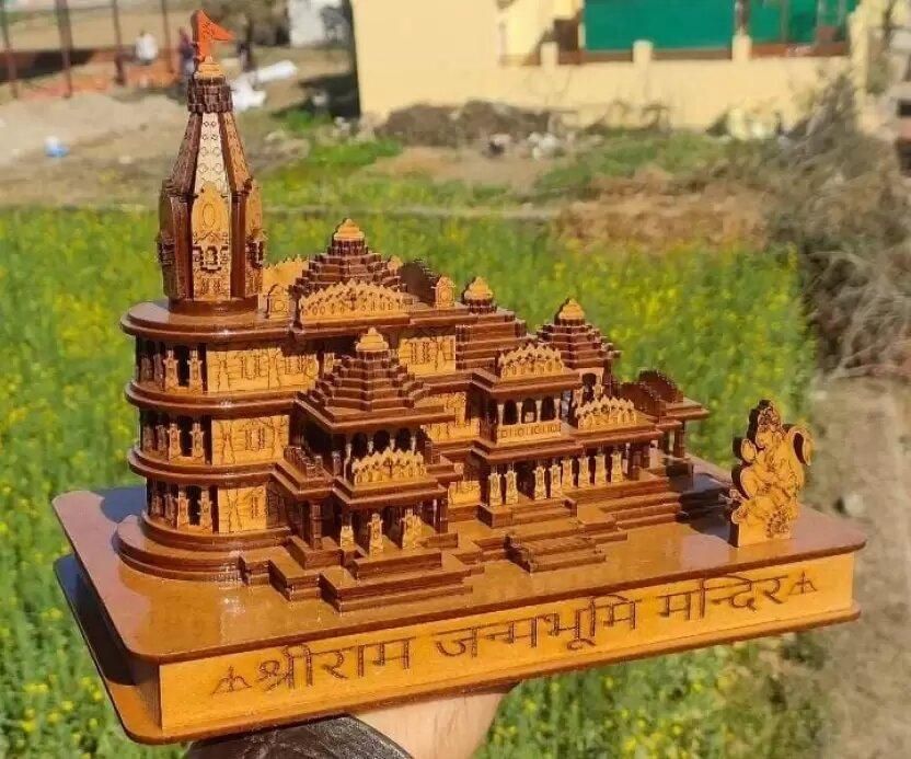 Shri Ram Mandir Ayodhya 3D Wooden Temple - Creative Canvas Corner